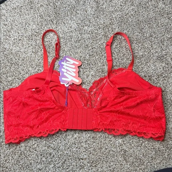 Fabletics Yitty Red Smoothing Lace Plunge Bralette NWT Size 3X - Picture 4 of 6
